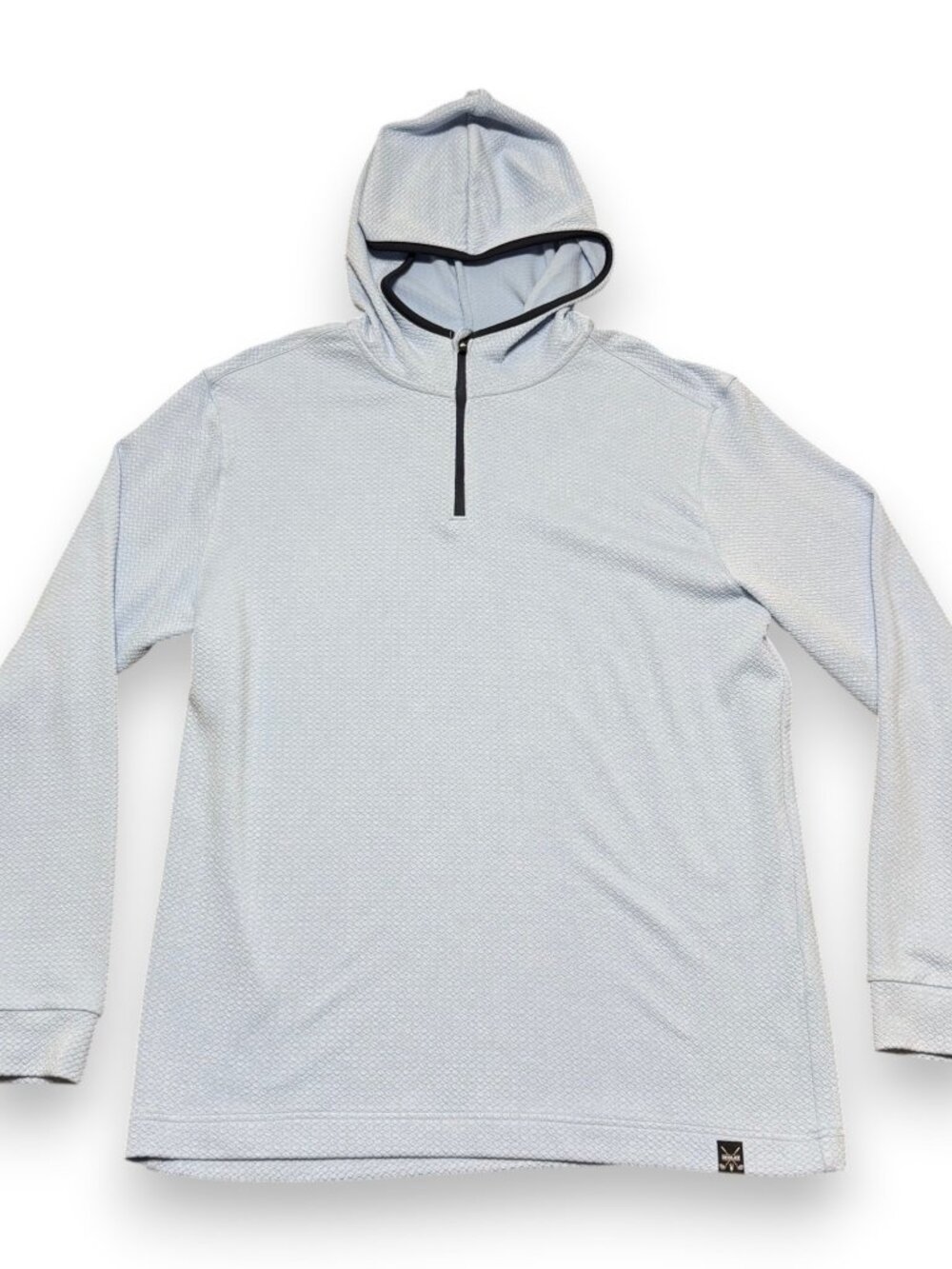 Deolax Men's Quarter Zip Hoodie Light Blue Size Large